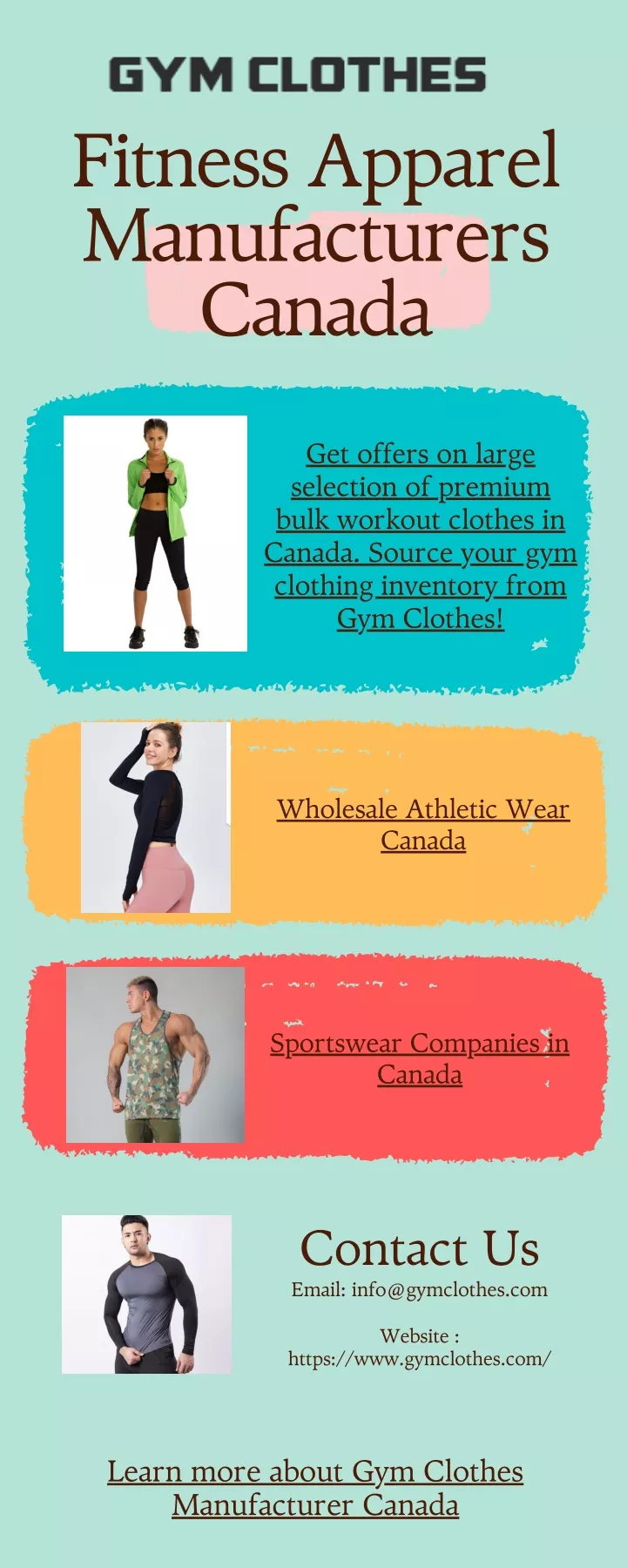 fitness apparel manufacturers canada