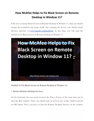 how mcafee helps to fix black screen on remote