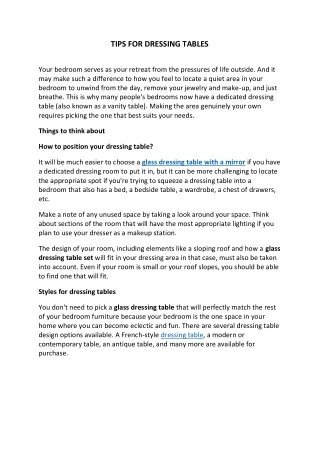 tips for dressing tables