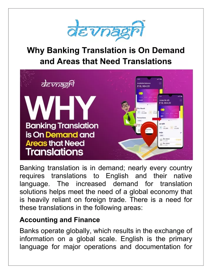 why banking translation is on demand and areas