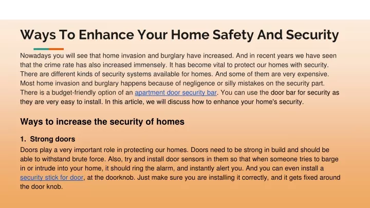 ways to enhance your home safety and security