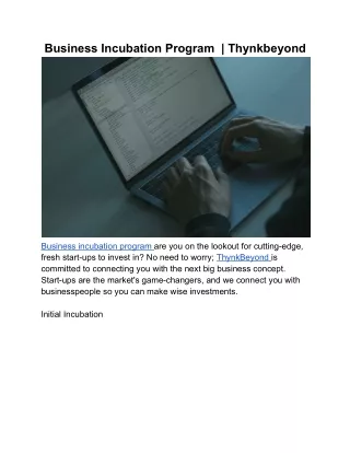 business incubation program thynkbeyond
