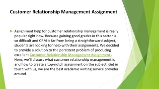 customer relationship management assignment