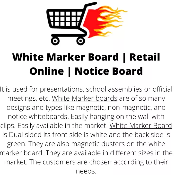 white marker board retail online notice board