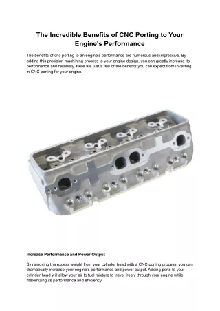 The Incredible Benefits of CNC Porting to Your Engine's Performance