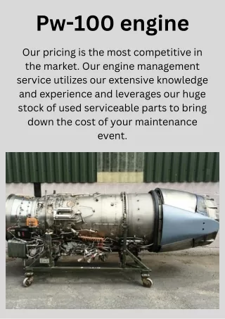 Incredible Pw100 engine For Sale