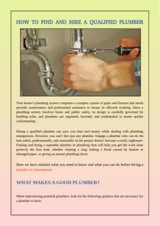How To Find And Hire A Qualified Plumber