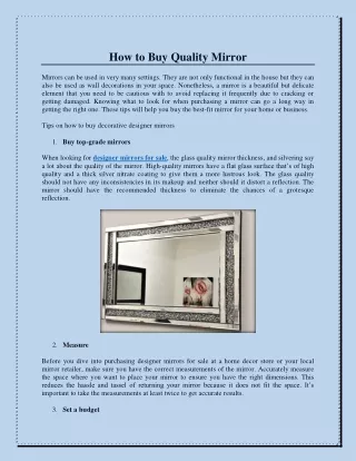 How to Buy Quality Mirror