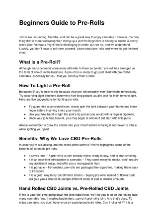 beginners guide to pre rolls joints are fast