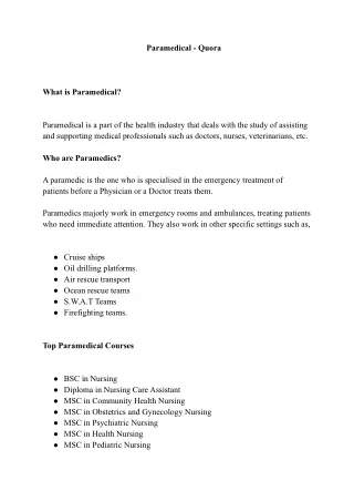 Paramedical - Quora