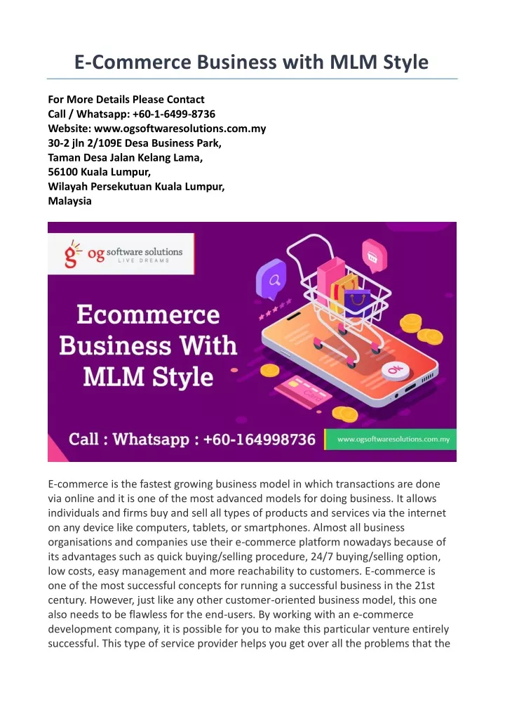 e commerce business with mlm style