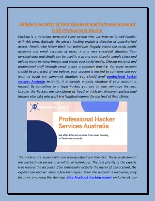 Enhance Security of Your Business and Personal Accounts with Professional Hacker
