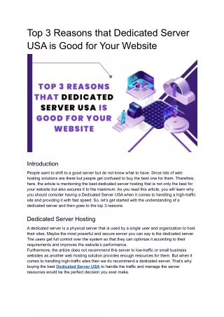 top 3 reasons that dedicated server usa is good