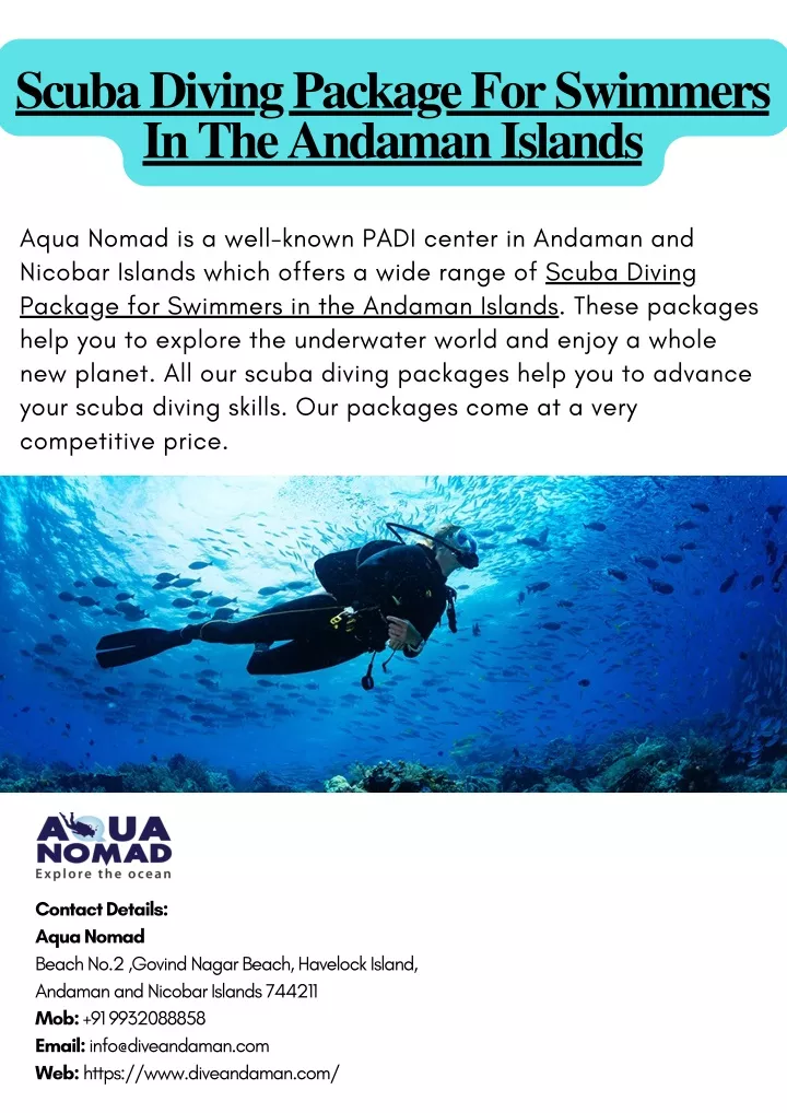 scuba diving package for swimmers in the andaman