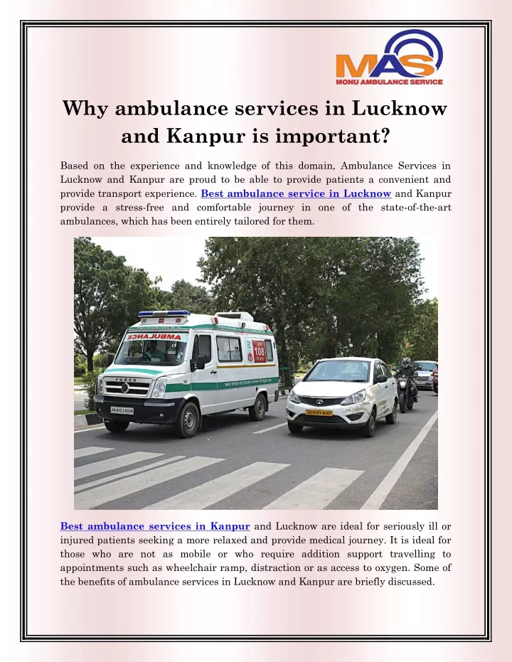 why ambulance services in lucknow and kanpur