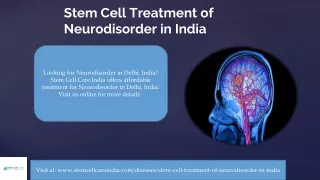 Stem Cell Treatment of Neurodisorder in India