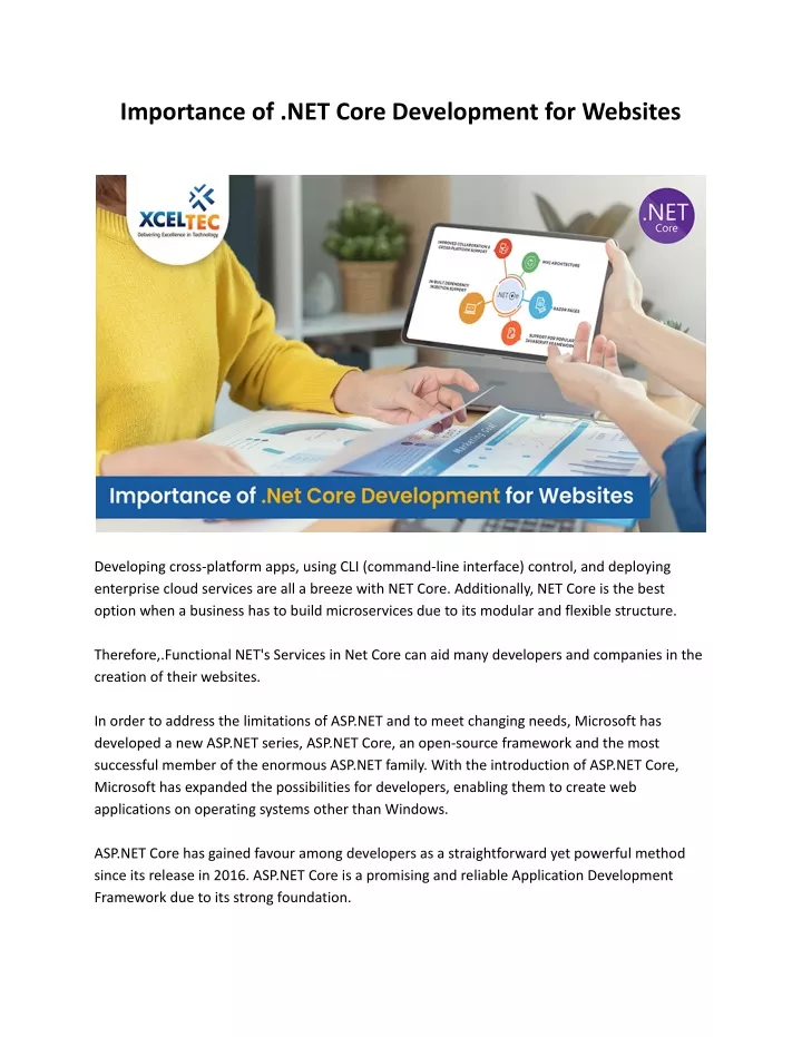 importance of net core development for websites