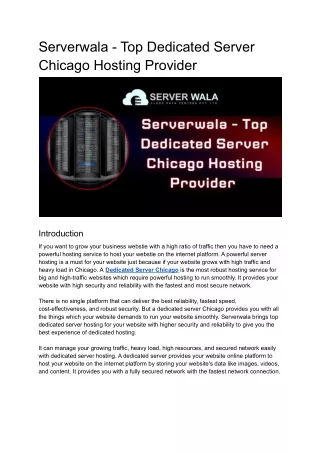 serverwala top dedicated server chicago hosting