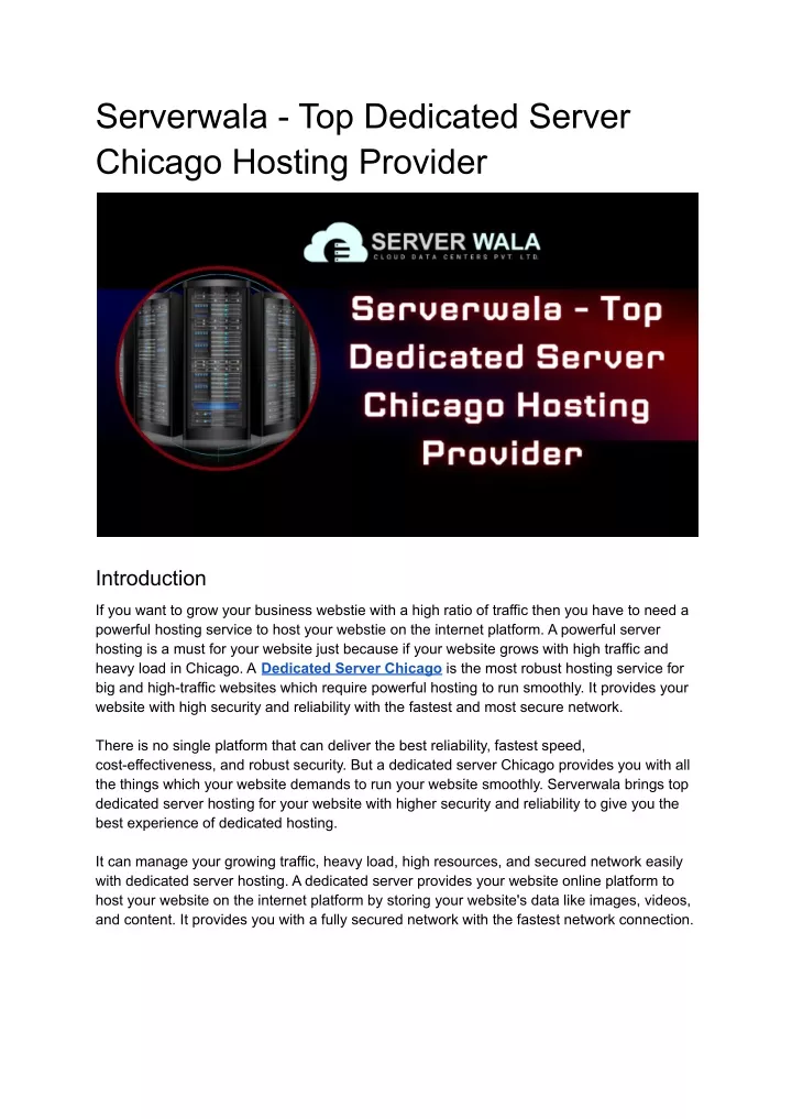 serverwala top dedicated server chicago hosting
