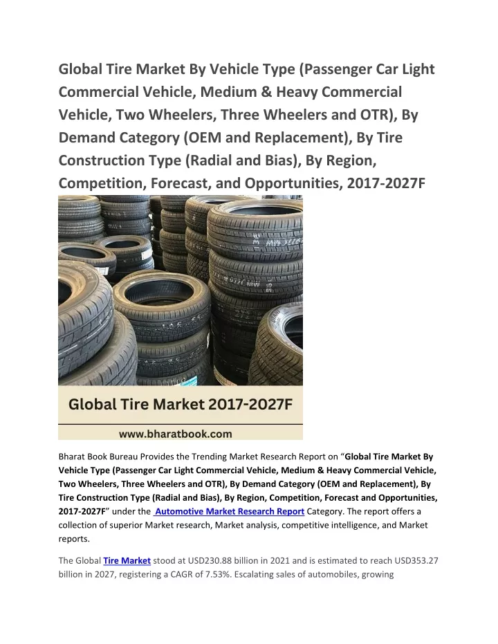 global tire market by vehicle type passenger