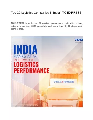 Top 20 Logistics Companies in India | TCIEXPRESS