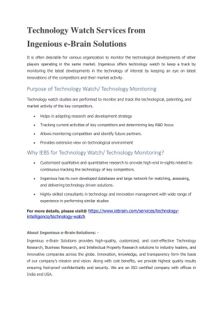 technology watch services from ingenious e brain solutions