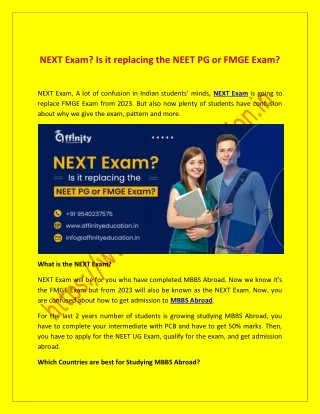 next exam is it replacing the neet pg or fmge exam