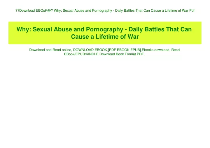 download ebook@ why sexual abuse and pornography