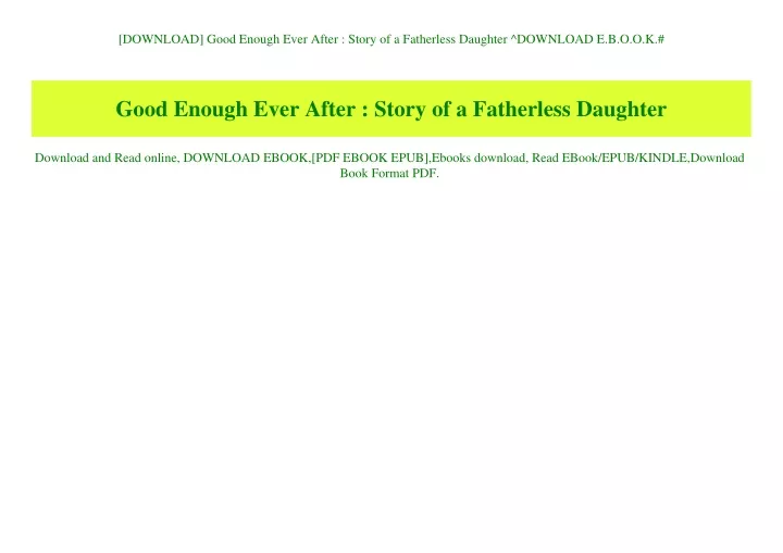 download good enough ever after story