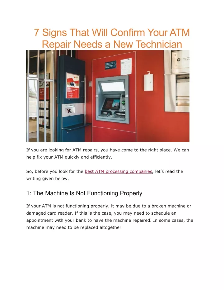 7 signs that will confirm your atm repair needs
