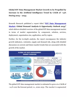 global iot data management market growth
