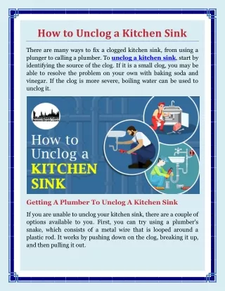 How to Unclog a Kitchen Sink