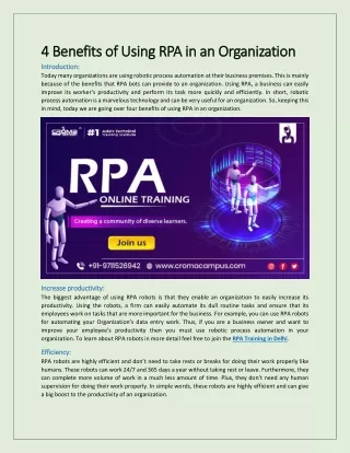 4 benefits of using rpa in an organization