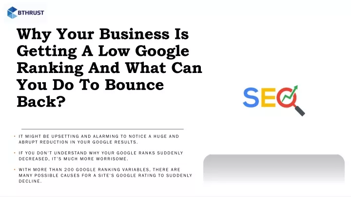 why your business is getting a low google ranking and what can you do to bounce back