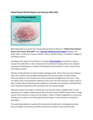 global phenol market report and forecast 2022 2027