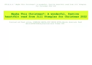 #^R.E.A.D.^ Maybe This Christmas A wonderful  festive heartfelt read from Jill Steeples for Christma