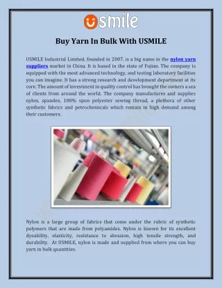 Buy Yarn In Bulk With USMILE