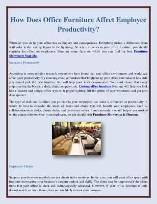 how does office furniture affect employee