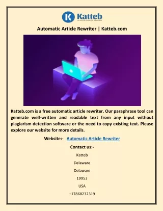 Automatic Article Rewriter | Katteb.com
