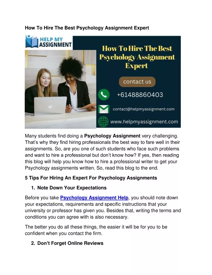 how to hire the best psychology assignment expert