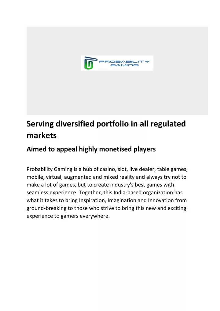 serving diversified portfolio in all regulated