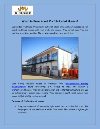 What to Know About Prefabricated Houses?