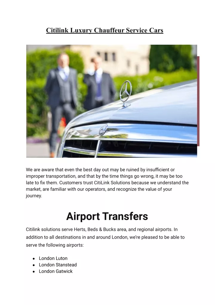 citilink luxury chauffeur service cars