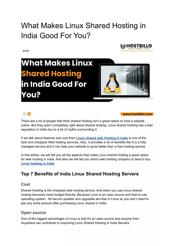 what makes linux shared hosting in india good