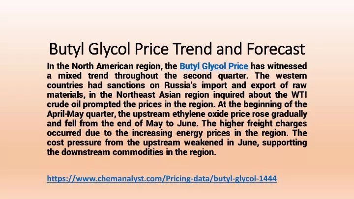 butyl glycol price trend and forecast