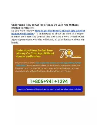Understand How To Get Free Money On Cash App Without Human Verification