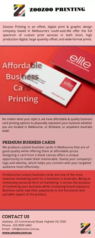 Get Your Business Cards Printed With Best Designers in Melbourne