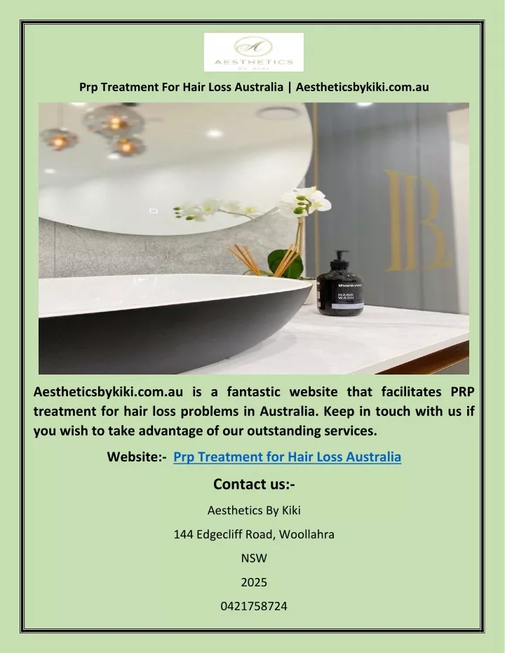 prp treatment for hair loss australia