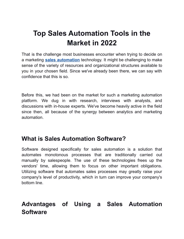 top sales automation tools in the market in 2022