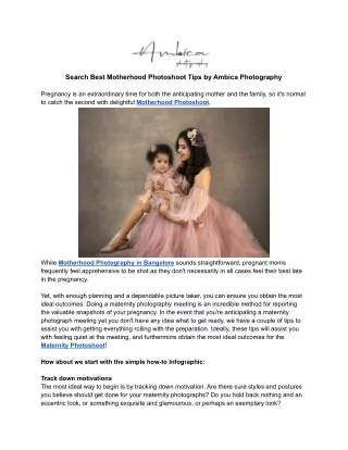 Search Best Motherhood Photoshoot Tips by Ambica Photography
